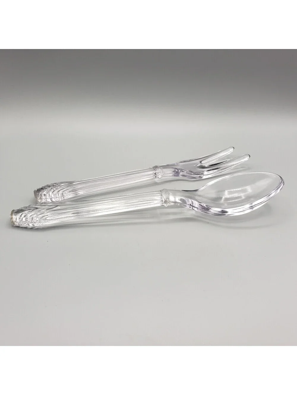 Vintage Imperial Glass Salad Server Set Fork Spoon Depression Era 9.75